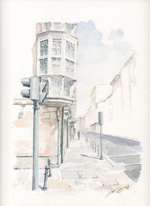 "Por las calles de Vitoria". Acuarela. (30*24 cm).