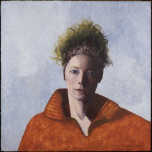 francois beaudry tempera tableau portrait femme chandail laine