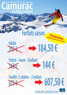 promotion forfaits saison Camurac