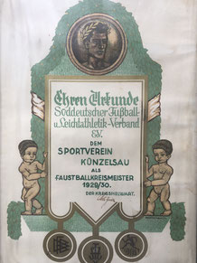 Urkunde 1929/1930 Faustball