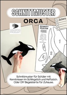 Schnittmuster & Nähanleitung Filztier Orca, ca 28cm lang
