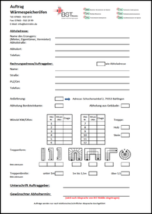 Auftragsformular Entsorgung