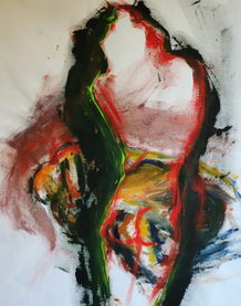 Black shadow - abstract expressionistic painting - Lily van Riemsdijk