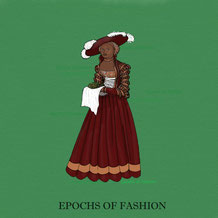 Illustration Dame in rotem Kleid und Kopfbedeckung der Zeit Lucas Cranachs © Epochs of Fashion
