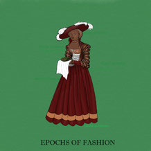 Illustration Dame in rotem Kleid und Kopfbedeckung der Zeit Lucas Cranachs © Epochs of Fashion