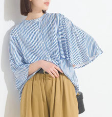 フレア袖バンドカラーシャツ  フォーユー価格　3,480円(税込)