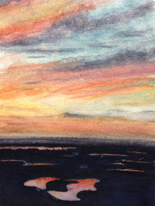 'Pink Skies 1', watercolour, 21 x 29.5cm