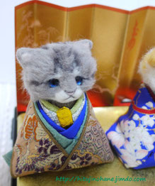 羊毛フェルト　ねこお雛様 japanese doll 「ohinasama」cat ver.