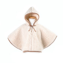 poncho pour enfant en laine naturelle de moiton marron fille garçon