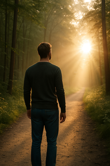 homme-foret-lumiere-chemin-traverser-arret-burn-out-clarte-hypnose-reiki-therapie-du-champ-mental-brignais-vourles-millery-charly-saint-genis-laval-francheville-orlienas-soucieu-en-jarrest-oullins-lyon