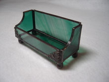  Green on Green Baroque Stained Glass Business Card Holder