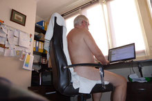 The benefit of a home office is the freedom to be naked