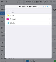 AT&Tもあったのですが。一度T-mobileを選んだらメニューから消えました。