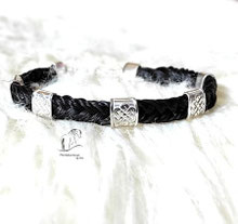 Armband aus Pferdehaar mit 5 flachen Hülsen aus 925 Silber 