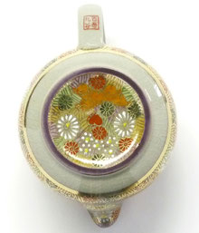九谷焼【ティーポット・急須】大 加賀のお殿様・お姫様気分(金花詰)【裏絵】