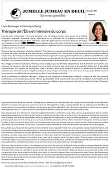 Newsletter Jumeau jumelle en deuil en toute gémellité par Lucie Boulanger -Décembre 2023 - auteure de " la face cachée de la gémellité "