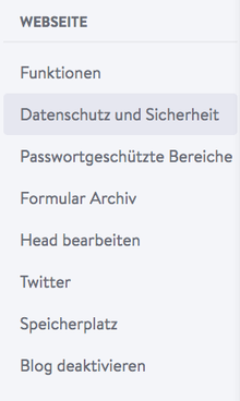 Jimdo Bearbeitungsleiste Datenschutz