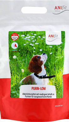 Purin-Low ist ein spezielles Hundefutter. Es handelt sich um ein Alleinfuttermittel für Hunde, die mit einem niedrigen Gehalt an Purinen gefüttert werden sollen. Hierzu zählen Dalmatiner und Hunde, die mit Allopurinol behandelt werden.