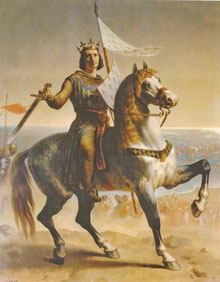 Saint Louis au départ de la septième croisade. Tableau d'émile Signol - Château de Versailles. Temple de Paris