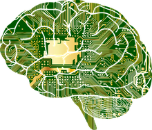 Gehirn mit Computerchip