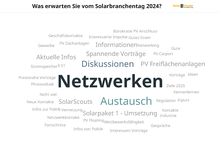 Eine Wortwolke, im Mittelpunkt steht Netzwerken, etwas kleiner Diskussionen, Austausch, PV Freiflächenanlagen, Solarpaket 1, spannende Vorträge. Moderatorin Tina Barroso klärte die Erwartungen der Teilnehmenden an das Programm des Solarbranchentages.