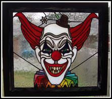 Scary Clown Stained Glass Panel