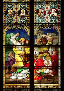 ケルン大聖堂のステンドグラス「聖ステファノの殉教」wikipediaより