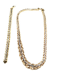 Parure da donna in oro bicolore in oro giallo e bianco 18 kt  collana e bracciale - Istanti di gioia