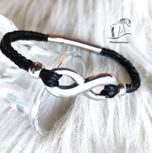 Pferdehaar Armband Infinity vierkant schmal Edelstahl