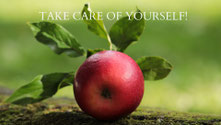 Foto Apfel, Txt: Take care of yourself!