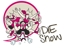 Comic-Illustration von drei sportlichen Figuren mit Medaillen in Siegerpose, daneben die Aufschrift ‚Die Show‘ – Symbol für den Team Booster mit Show-Variante.