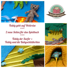 Quiet book Spielbuch Teddy der Surfer und bei den Babyschildkröten