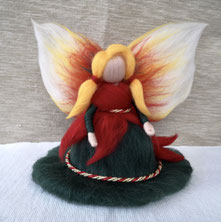 nadelgefilzte Weihnachtsstern Fee, Filzfigur, Elfe. Besondere Dekoration im Advent. 