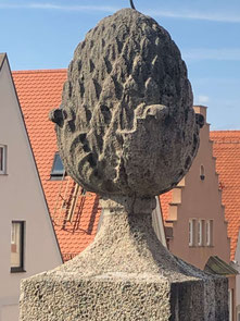 Die Augsburger Zirbelnuss, das Stadtwappen kann man bei Stadtführungen in Augsburg bewundern