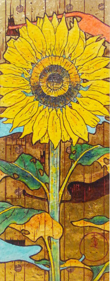 "Summmer Falls Silently XV "   28.0×11.0 cm  Traditional Japanese painting.   Framed.  