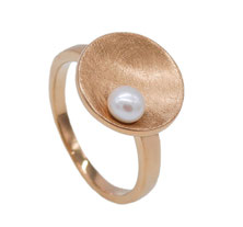 Rosévergoldeter Edelstahl Ring RH451 mit Süßwasserperle