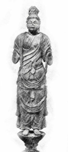 伝獅子吼菩薩像(4本の腕があった)