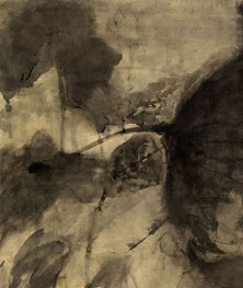 荷11 HE 11 59X50CM  纸本水墨与植物色 INK & MINERAL COLOR ON PAPER 2003 (收藏于法国 COLLECTED IN FRANCE)