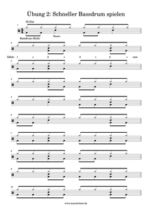 Bassdrum-Übungen Schlagzeugnoten PDF 