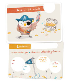 Einladungskarte Kindergeburtstag Pirat Eule