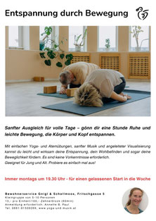 Poster mit einem Entspannungskurs