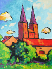 Acrylmalkurs in Hamburg Bramfeld Bild von Kloster Jerichow expressionistische Malerei Malkurs mit Acrylfarben