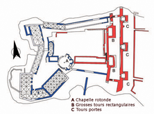 Plan Chastel-Pèlerin (dessin J. Mesqui d’après C.N. Johns).