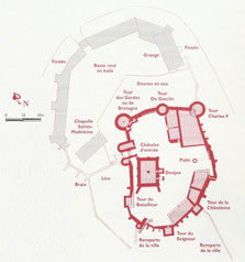 Plan du château de la Madeleine vers 1450.