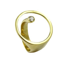 Vergoldeter Edelstahl Ring RH452 mit Zirkonia