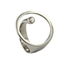 Edelstahl Ring RH452 mit Zirkonia und offenem Design