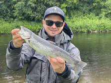 Lachse angeln in Norwegen, mittlerer Fluss, mit Blinker