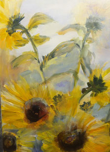 Sonnenblumen wie schön, Acryl auf Leinwand, 60x60