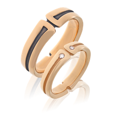 Trauringe in Rotgold mit Brillanten aus der klassischen Gremlin Ehering Kollektion der Goldschmiede OBSESSION Zürich und Wetzikon.