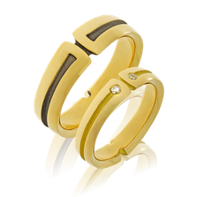 Trauringe in Gelbgold mit Brillanten aus der klassischen Gremlin Ehering Kollektion der Goldschmiede OBSESSION Zürich und Wetzikon.